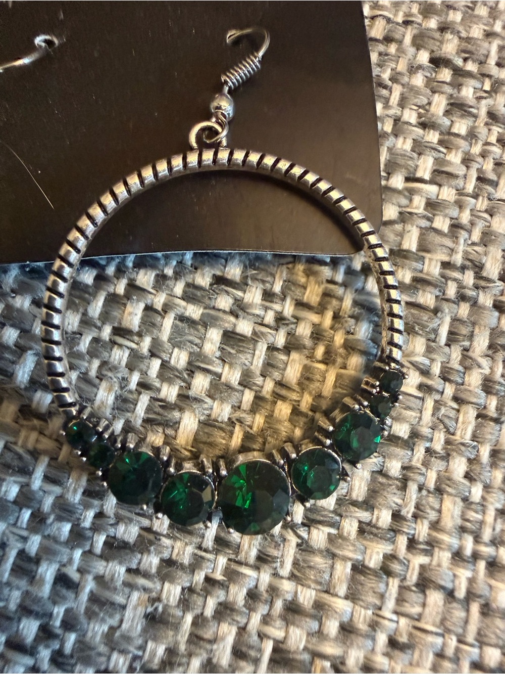 NWT Paparazzi Green Crystal Hoop Earrings - Picture 2 of 3